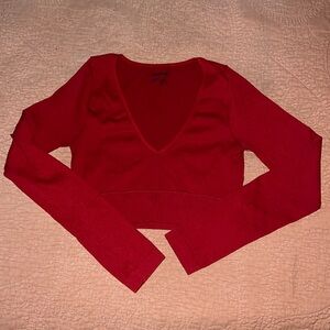 Long sleeve Red crop top.